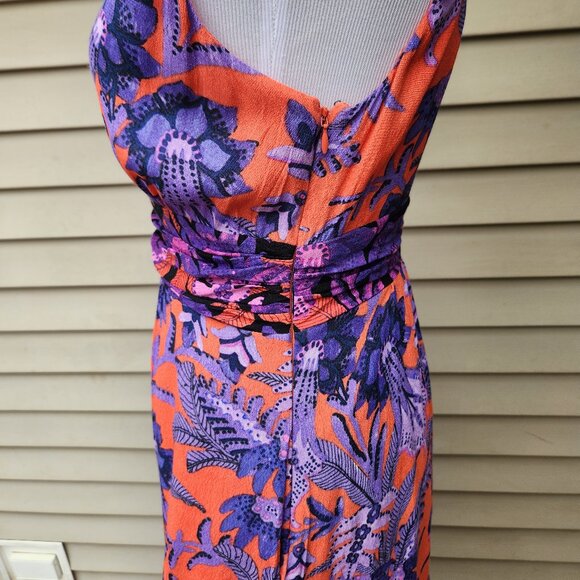 Maeve Anthropologie Macie Maxi Dress Floral Print Red Purple Pockets Sleeveless - Picture 9 of 14